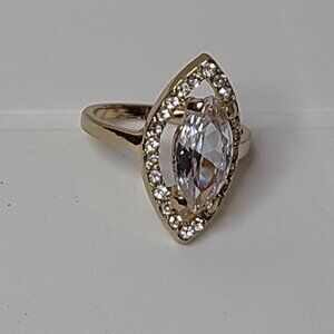 Size 8.5 Gold Tone Ring With Clear Stones